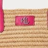 Genți de tote Brie mari din paie Ralph Lauren pentru femei, natural/roz sport