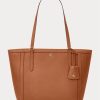 Genți de tote Clare Medium din piele Ralph Lauren Crosshatch pentru femei Lauren Tan