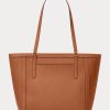 Genți de tote Clare Medium din piele Ralph Lauren Crosshatch pentru femei Lauren Tan