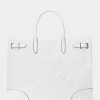 Genți de tote Devyn mari de pânză cu ochi Ralph Lauren, albe/albe Genți de tote Devyn mari de pânză cu ochi Ralph Lauren, albe/albe