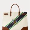 Genți de tote Devyn mari din pânză cu imprimeu Ralph Lauren cu dungi naturale/grafice Genți de tote Devyn mari din pânză cu imprimeu Ralph Lauren cu dungi naturale/grafice