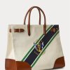 Genți de tote Devyn mari din pânză cu imprimeu Ralph Lauren cu dungi naturale/grafice Genți de tote Devyn mari din pânză cu imprimeu Ralph Lauren cu dungi naturale/grafice