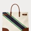 Genți de tote Devyn mari din pânză cu imprimeu Ralph Lauren cu dungi naturale/grafice Genți de tote Devyn mari din pânză cu imprimeu Ralph Lauren cu dungi naturale/grafice
