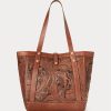Genți de tote din piele prelucrate manual Ralph Lauren de damă maro Genți de tote din piele prelucrate manual Ralph Lauren de damă maro