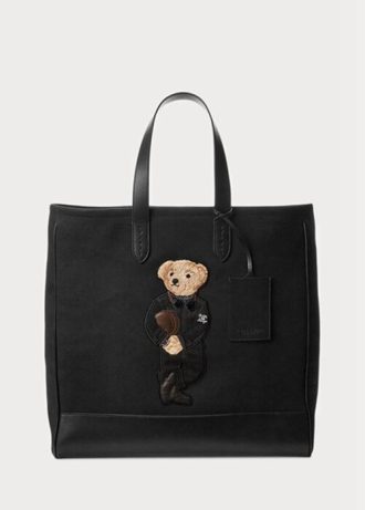 Genți de tote din pânză cu finisaje din piele Ralph Lauren Polo Bear pentru bărbați