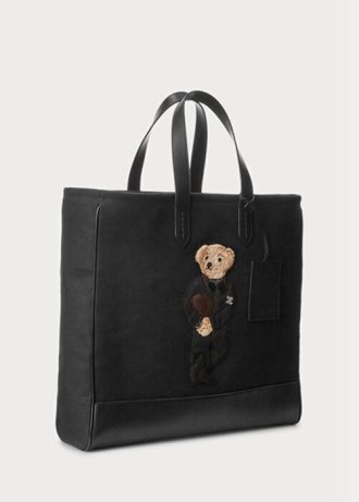 Genți de tote din pânză cu finisaje din piele Ralph Lauren Polo Bear pentru bărbați
