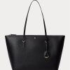 Genți de tote Keaton din imitație de piele Ralph Lauren pentru femei negre