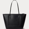 Genți de tote Keaton din imitație de piele Ralph Lauren pentru femei negre