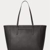 Genți de tote mari Clare din piele Ralph Lauren Crosshatch pentru femei negre