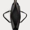 Genți de tote mari Clare din piele Ralph Lauren Crosshatch pentru femei negre
