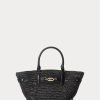 Genți de tote mici Daphney de paie Ralph Lauren negre pentru femei