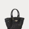 Genți de tote mici Daphney de paie Ralph Lauren negre pentru femei