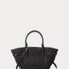 Genți de tote mici Daphney de paie Ralph Lauren negre pentru femei