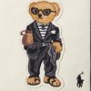 Genți de tote pentru femei Ralph Lauren, ecru/negru, din pânză, ursuleț polo mici