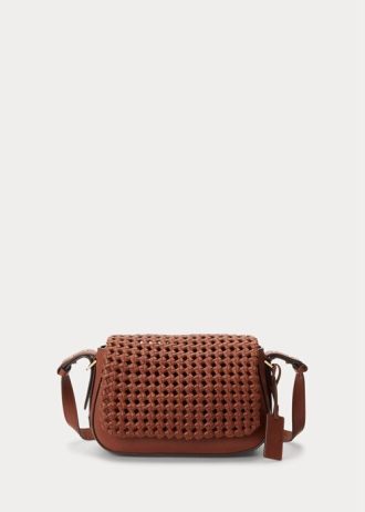 Genți de umăr Maddy mici din piele împletită Ralph Lauren Lauren Tan
