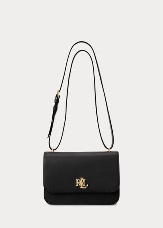 Genți de umăr medii din piele Ralph Lauren pentru femei negre