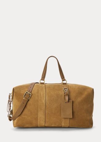 Genți duffle din piele de căprioară vițel Ralph Lauren Welington pentru bărbați kaki