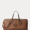 Genți duffle din piele de vițel lustruită matlasată Ralph Lauren pentru bărbați, ciocolată Genți duffle din piele de vițel lustruită matlasată Ralph Lauren pentru bărbați, ciocolată