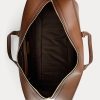 Genți duffle din piele de vițel lustruită matlasată Ralph Lauren pentru bărbați, ciocolată Genți duffle din piele de vițel lustruită matlasată Ralph Lauren pentru bărbați, ciocolată