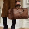 Genți duffle din piele de vițel lustruită matlasată Ralph Lauren pentru bărbați, ciocolată Genți duffle din piele de vițel lustruită matlasată Ralph Lauren pentru bărbați, ciocolată