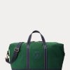 Genți duffle din pânză pentru bărbați verzi cu logo-ul Ralph Lauren brodat Genți duffle din pânză pentru bărbați verzi cu logo-ul Ralph Lauren brodat