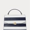 Genți ghiozdan Farrah medii din piele cu dungi Ralph Lauren, cu dungi albe/marine rafinate Genți ghiozdan Farrah medii din piele cu dungi Ralph Lauren, cu dungi albe/marine rafinate