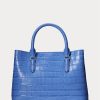 Genți ghiozdan Marcy medii din piele în relief Ralph Lauren albastre New England