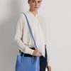 Genți ghiozdan Marcy medii din piele în relief Ralph Lauren albastre New England