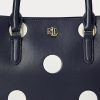 Genți ghiozdan Marcy mici din piele cu buline Ralph Lauren, rafinate, bleumarin/vanilie