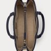 Genți ghiozdan mari Hanna, din piele, Ralph Lauren, cu imprimeu de frânghie nautice