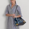Genți ghiozdan mari Hanna, din piele, Ralph Lauren, cu imprimeu de frânghie nautice