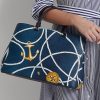 Genți ghiozdan mari Hanna, din piele, Ralph Lauren, cu imprimeu de frânghie nautice
