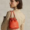 Genți găleți Bellport mici din piele Ralph Lauren, portocaliu apus de soare