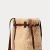 Genți găleți mini Bellport din shearling Ralph Lauren Honey/crem pentru femei