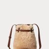 Genți găleți mini Bellport din shearling Ralph Lauren Honey/crem pentru femei