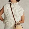 Genți găleți mini Bellport din shearling Ralph Lauren Honey/crem pentru femei