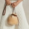 Genți găleți mini Bellport din shearling Ralph Lauren Honey/crem pentru femei