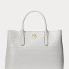 Genți Marcy Mary Satchel Ralph Lauren, albe, din piele în relief Genți Marcy Mary Satchel Ralph Lauren, albe, din piele în relief
