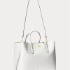 Genți Marcy Mary Satchel Ralph Lauren, albe, din piele în relief Genți Marcy Mary Satchel Ralph Lauren, albe, din piele în relief