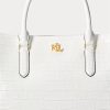 Genți Marcy Mary Satchel Ralph Lauren, albe, din piele în relief Genți Marcy Mary Satchel Ralph Lauren, albe, din piele în relief