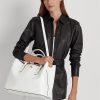 Genți Marcy Mary Satchel Ralph Lauren, albe, din piele în relief Genți Marcy Mary Satchel Ralph Lauren, albe, din piele în relief