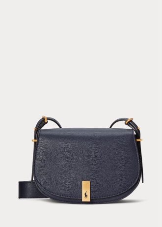 Genți Ralph Lauren Polo ID din piele pentru femei Midnight Navy