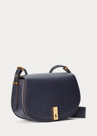 Genți Ralph Lauren Polo ID din piele pentru femei Midnight Navy