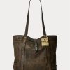 Genți tote din piele Ralph Lauren pentru femei negre peste maro