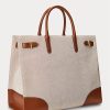 Genți tote mari Devyn din pânză Ralph Lauren pentru femei Vanilla/Lauren Tan Genți tote mari Devyn din pânză Ralph Lauren pentru femei Vanilla/Lauren Tan
