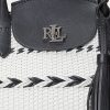 Genți tote mari Perri din piele împletită cu geo-motiv Ralph Lauren, negre/albă ca zăpadă