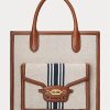 Genți tote mari Symone din pânză Ralph Lauren, maro/marin bleumarin