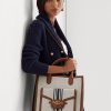 Genți tote mari Symone din pânză Ralph Lauren, maro/marin bleumarin