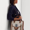 Genți tote mari Symone din pânză Ralph Lauren, maro/marin bleumarin