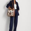 Genți tote mari Symone din pânză Ralph Lauren, maro/marin bleumarin